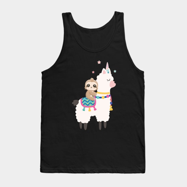 Cute Sloth Riding Llama funny t shirt - Sloth T-Shirt - Funny Llama Shirt - Sloth And Llama Shirt - Sloth Llama Shirts - Llama and animal lover Tank Top by MaryMary